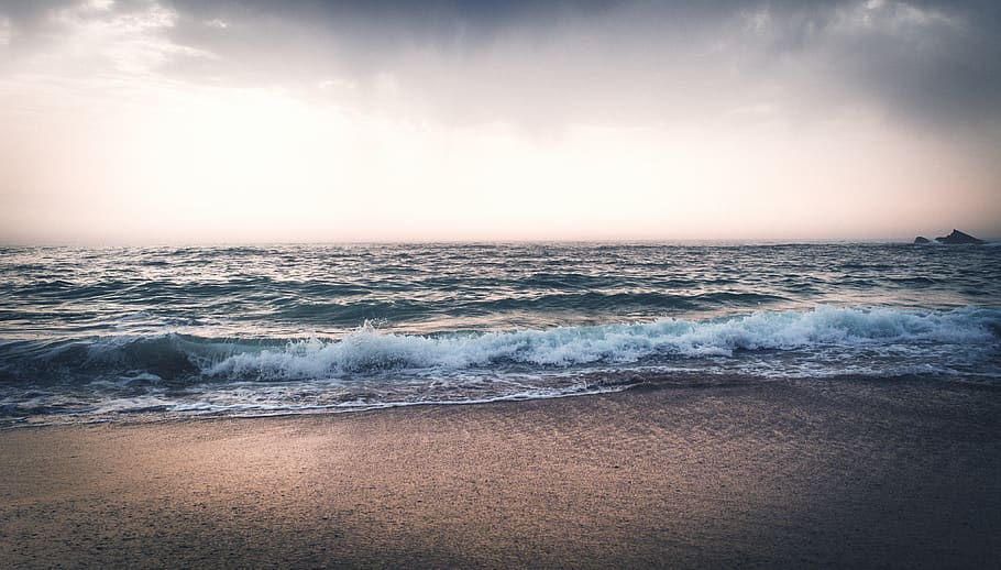 blue sea under white cloudy sky, ocean, water, nature, outdoors HD wallpaper