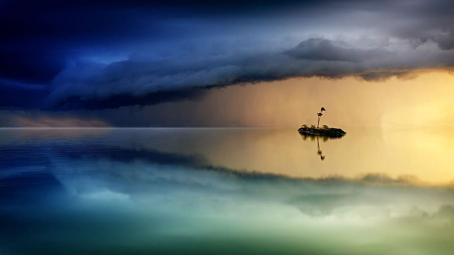 sunset, waters, sky, dawn, ocean, forward, island, tropical HD wallpaper