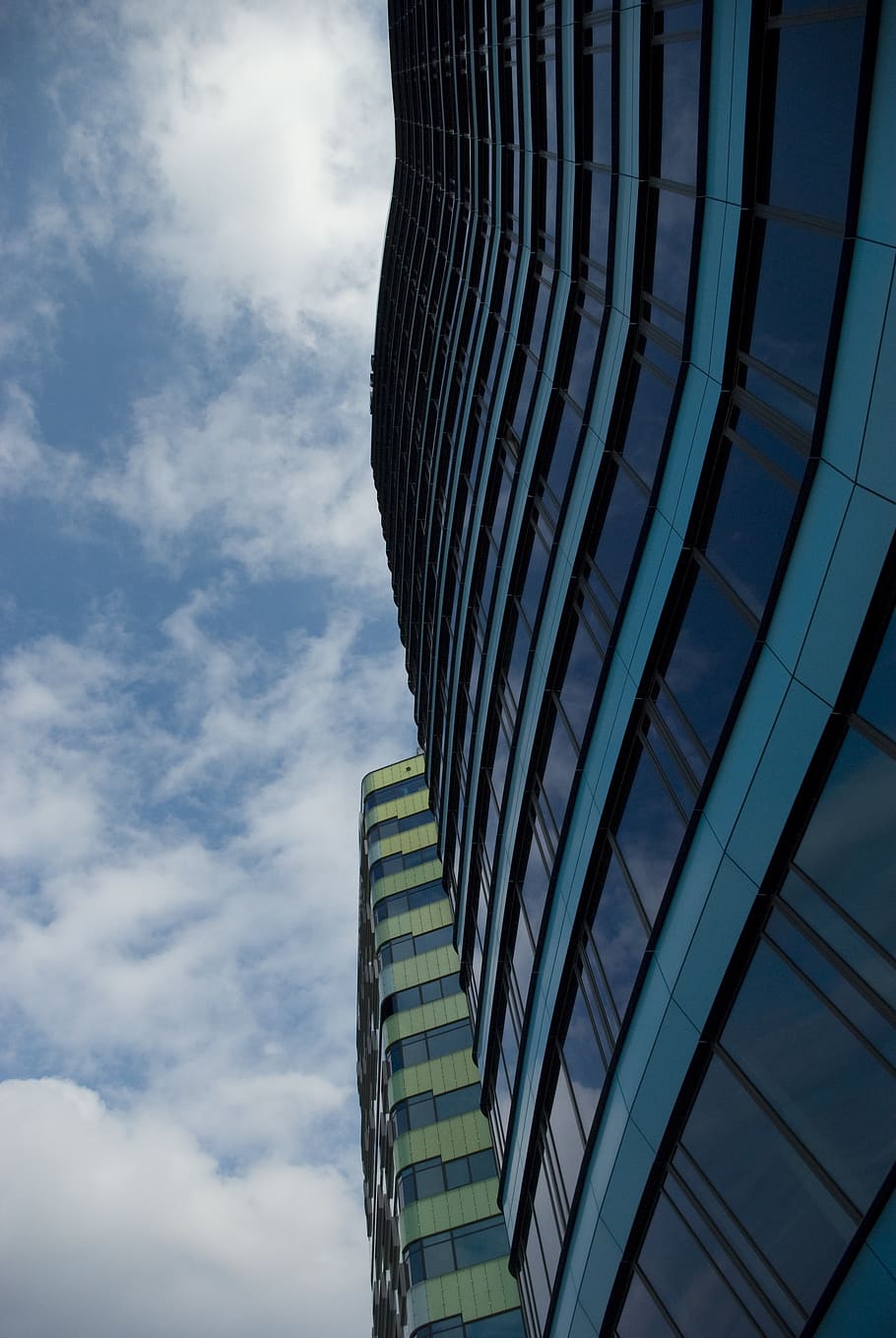 Low Angle Photography of Glass Building, architecture, blue, center HD wallpaper