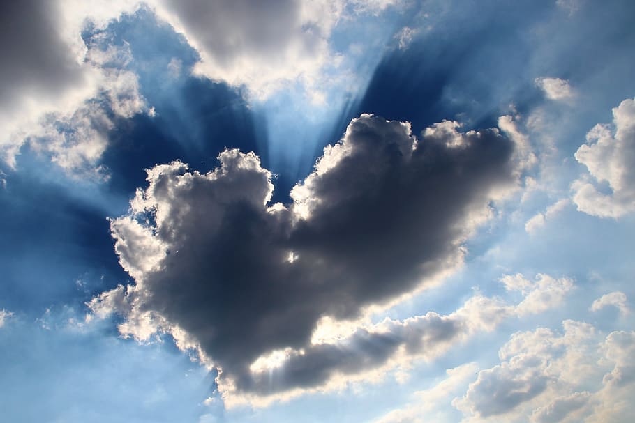 cloud, heart, sky, weather, sun, shadow, nature, sunlight, dramatic HD wallpaper