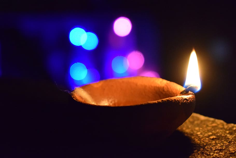 india, diwali, lights, night, bokeh, festival, burning, flame HD wallpaper