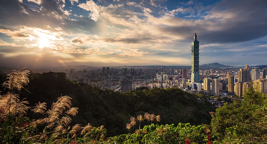 city building during daytime, cloud, skyscraper, sunset, cloudy HD wallpaper