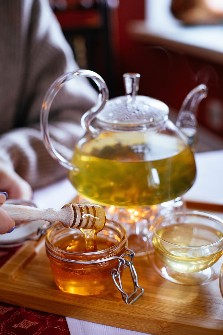Clear Glass Tea Set With Honey, container, cup, drink, jar, liquid HD wallpaper