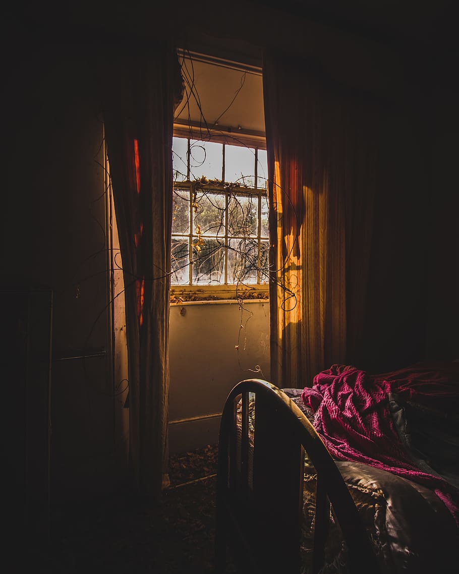 Photo Of Window With Curtains, bed, building, sunlight, indoors HD wallpaper