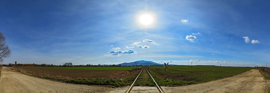 poland, rogów sobócki, fields, crossing, railway, railroad HD wallpaper