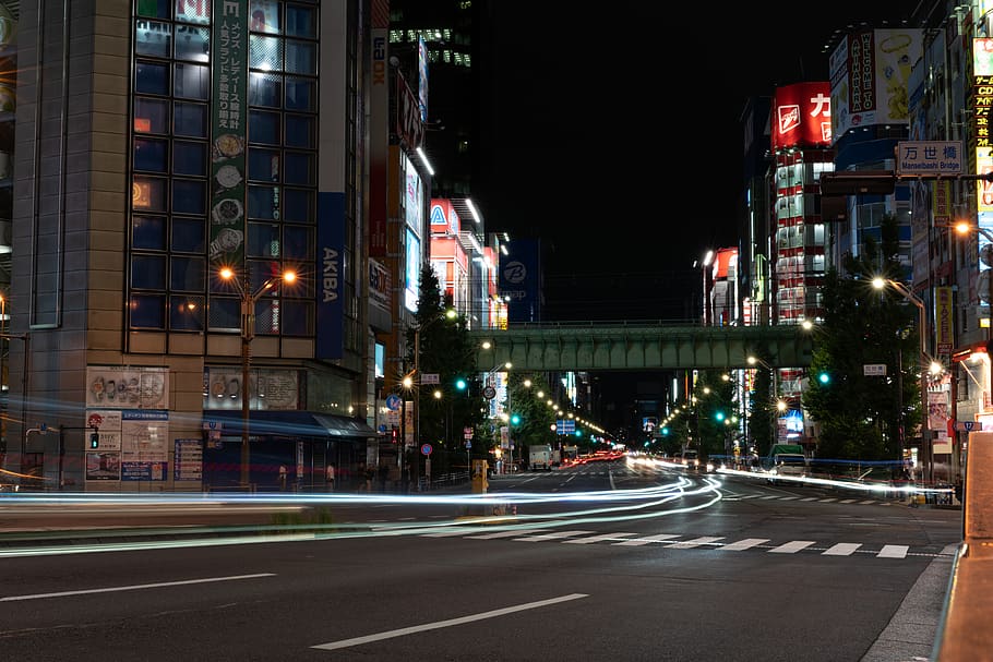 akihabara, japan, taitō, illuminated, city, architecture, night, HD wallpaper