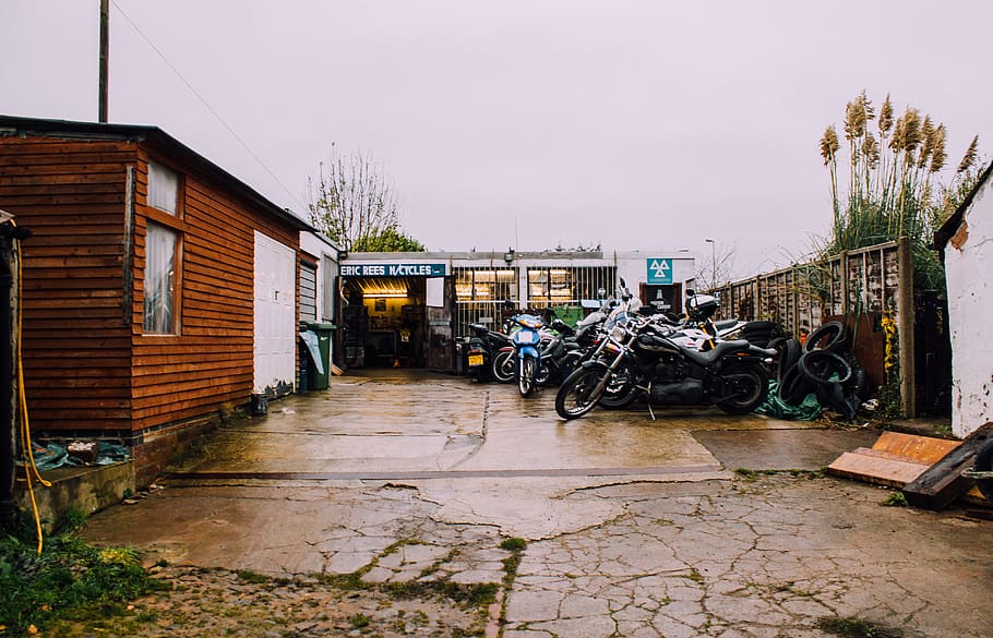 bike, old, raining, wet, messy, repair, fix, shed, house, path HD wallpaper
