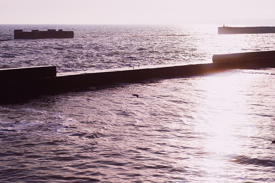 concrete path in water, vehicle, submarine, transportation, ocean HD wallpaper