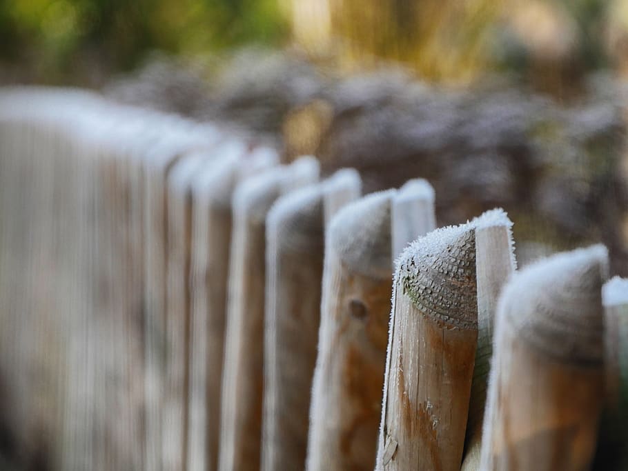 fence, ice, frost, cold, winter, garden, wood, wood - material HD wallpaper