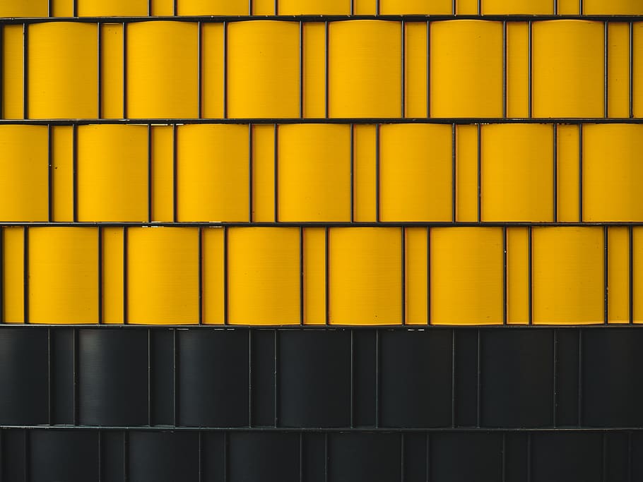 yellow, black, wall, design, architecture, large group of objects HD wallpaper