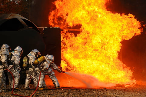 firefighters, training, live, controlled, protection, danger HD wallpaper
