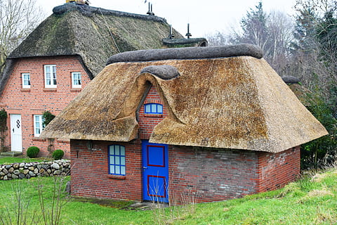 two old brown colored houses, building, nature, outdoors, housing HD wallpaper