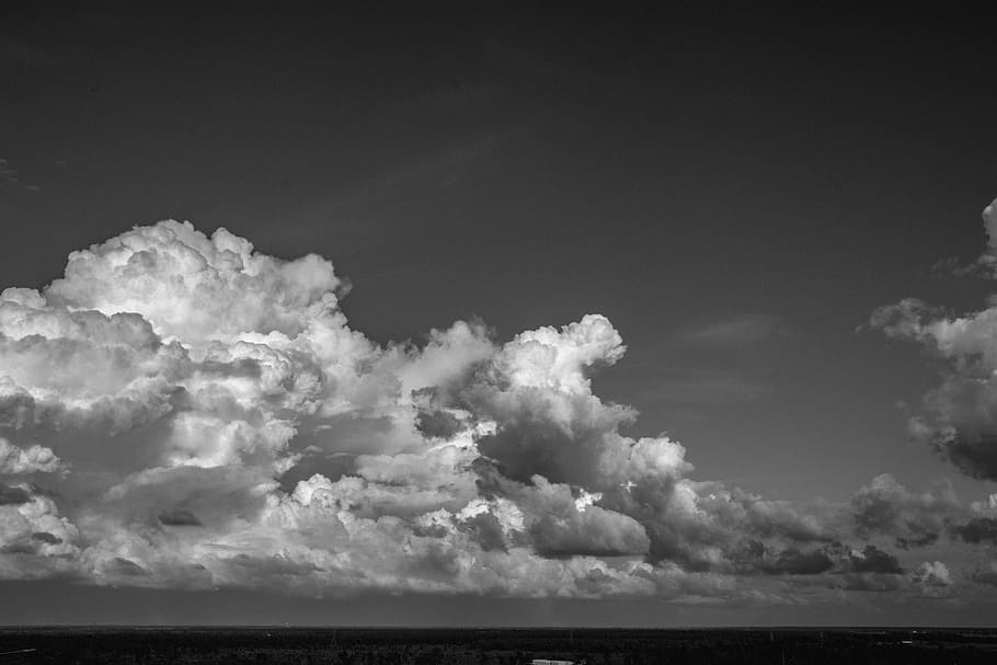 clouds, sky, cloudporn, black and white, magnificient, raging, HD wallpaper