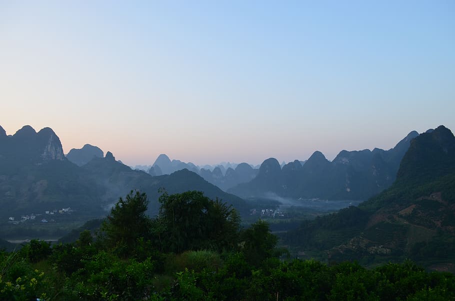 mountains during daytime, outdoors, nature, china, mountain range HD wallpaper