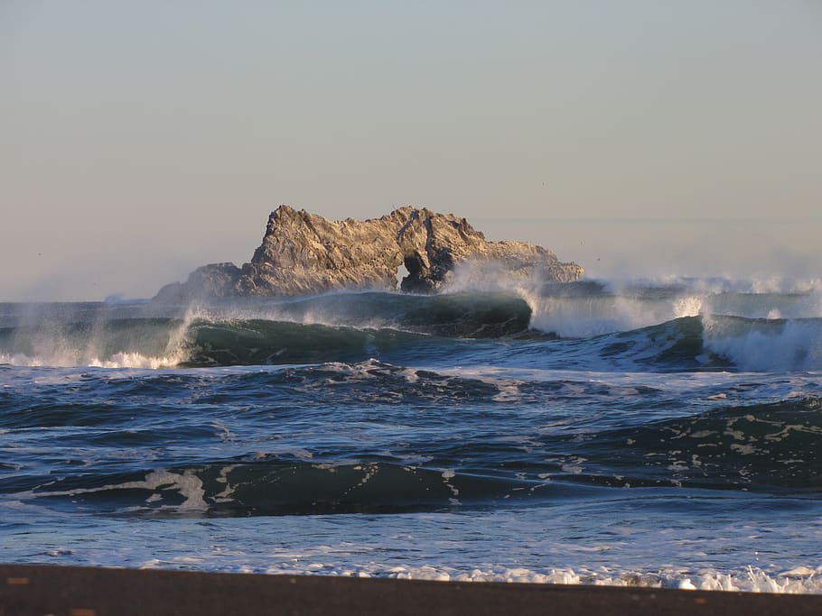 the pacific ocean, rocks, wave, storm, foam, seascape, coast HD wallpaper