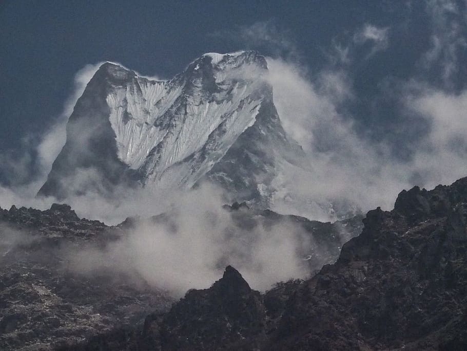 mountain, outdoors, nature, mountain range, peak, ice, nepal HD wallpaper
