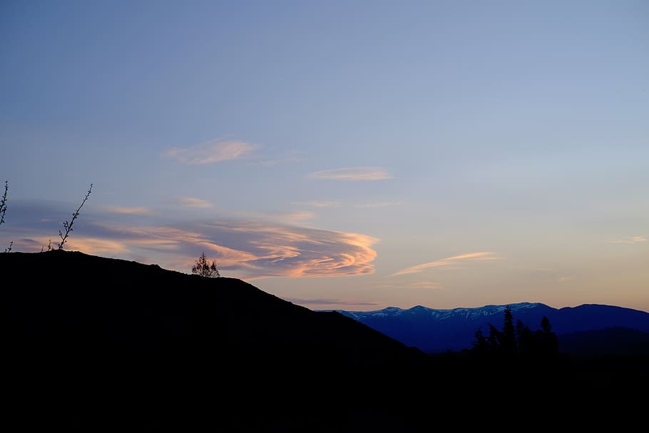 nature, mountains, sky, clouds, silhouette, beauty in nature HD wallpaper