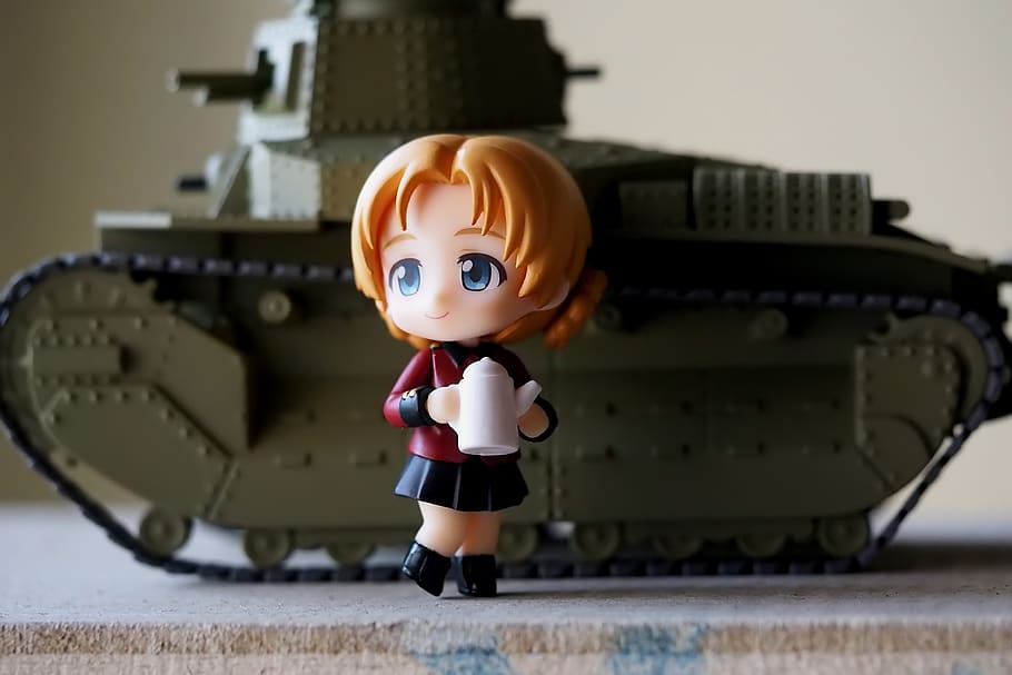 tank, young, lady, girls, and, panzer, toy, figurine, japanese