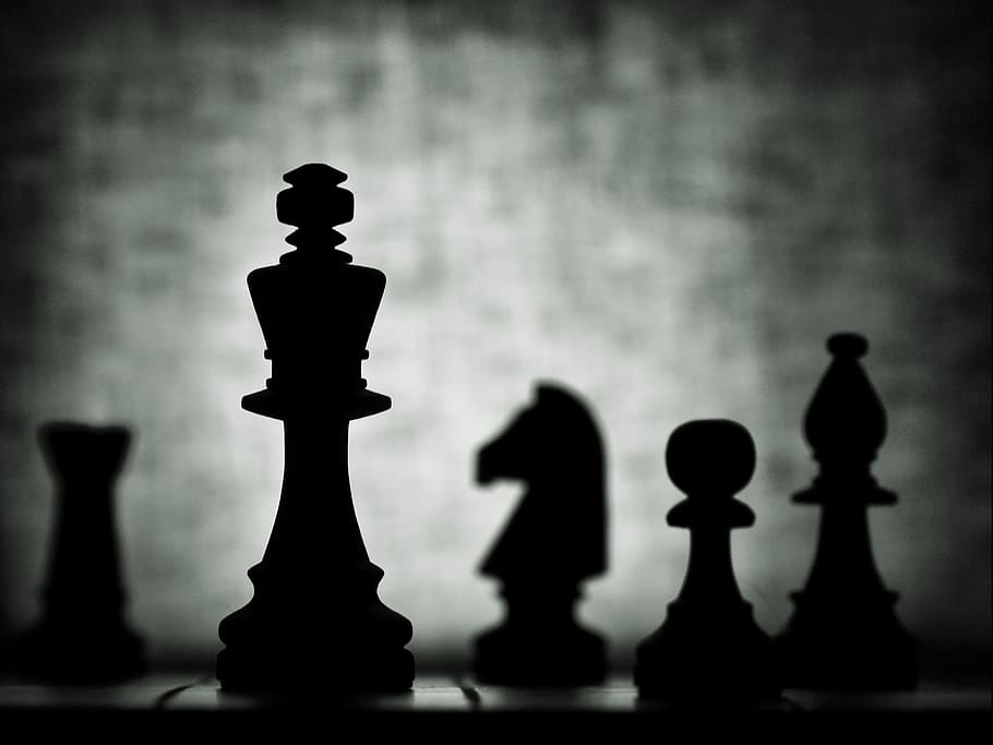 Black Chess King Pawns Silver Pawns Wallpaper White Background