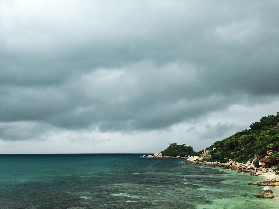 sea, cloudy, nature, cloud - sky, water, scenics - nature, beauty in nature HD wallpaper