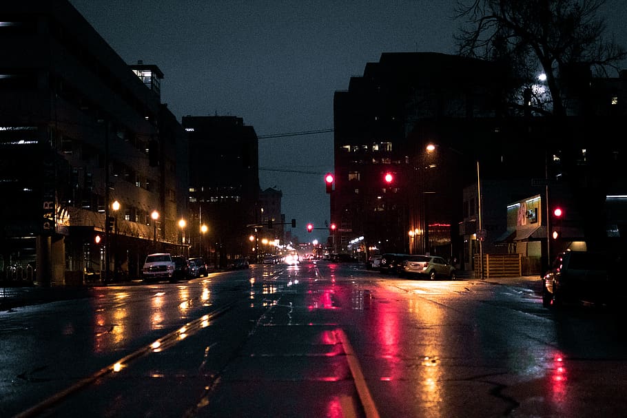 city, street, streetlight, cars, urban, citylife, rain, moody, HD wallpaper