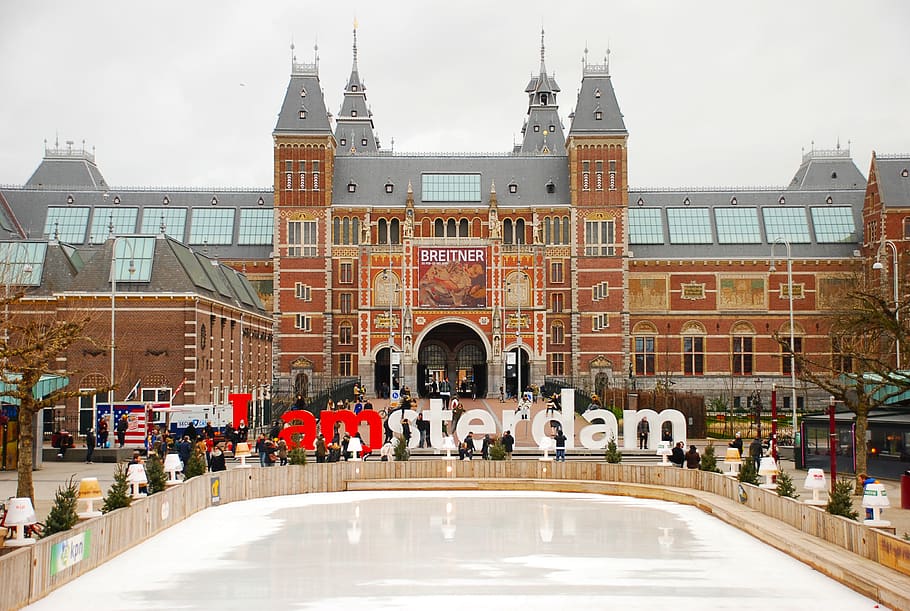 netherlands, amsterdam, rijksmuseum, museumplein, holland, iamsterdam, HD wallpaper