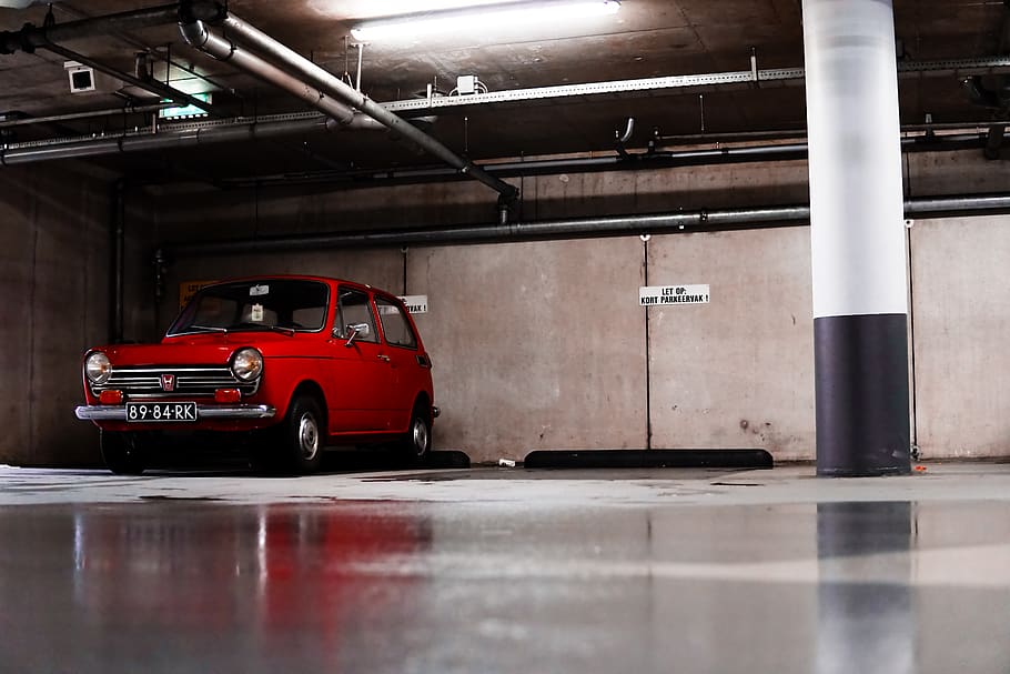 parked red 5-door hatchback, vehicle, automobile, car, transportation HD wallpaper