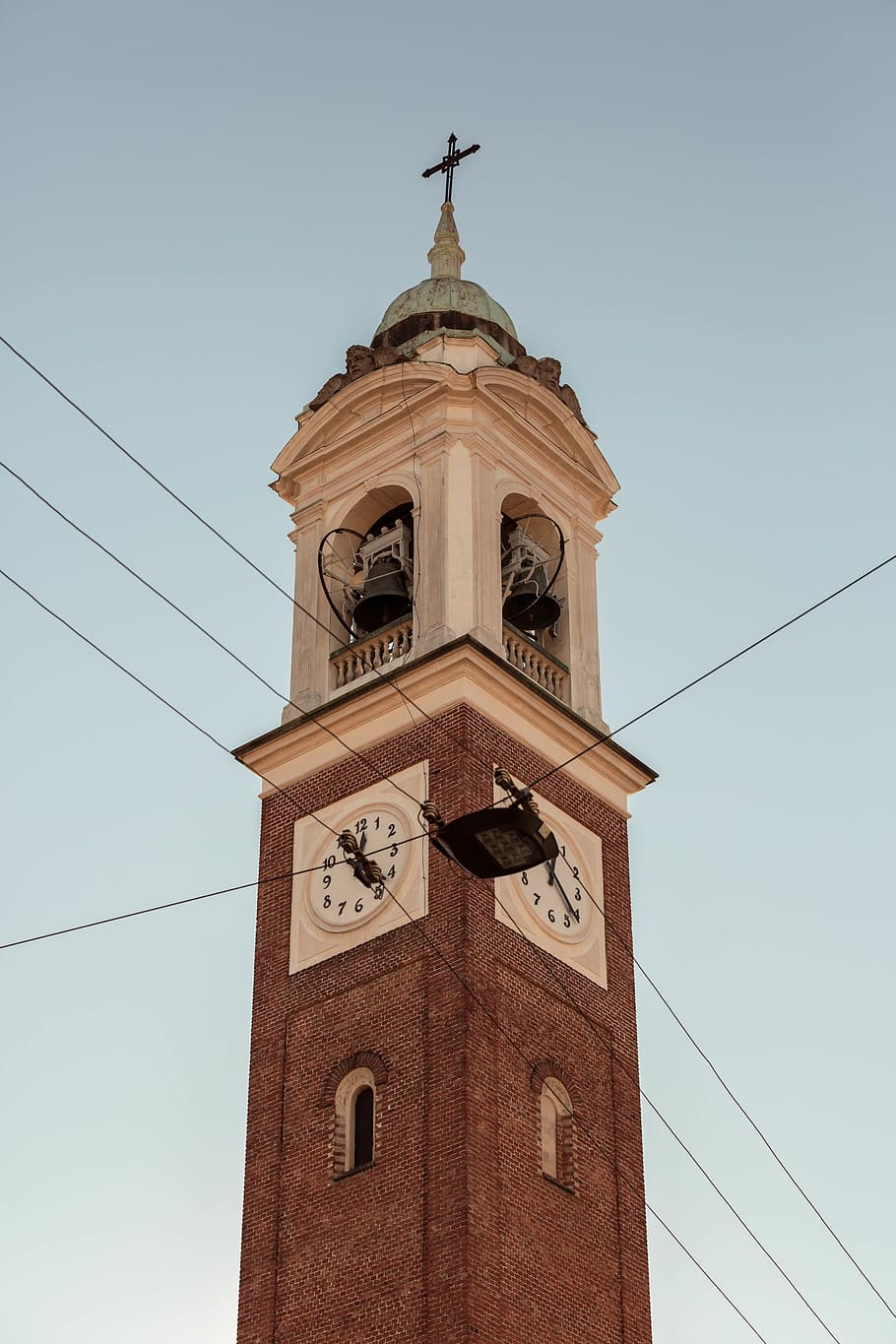 chruch, tower, clocktower, time, watch, bells, cross, intersection HD wallpaper