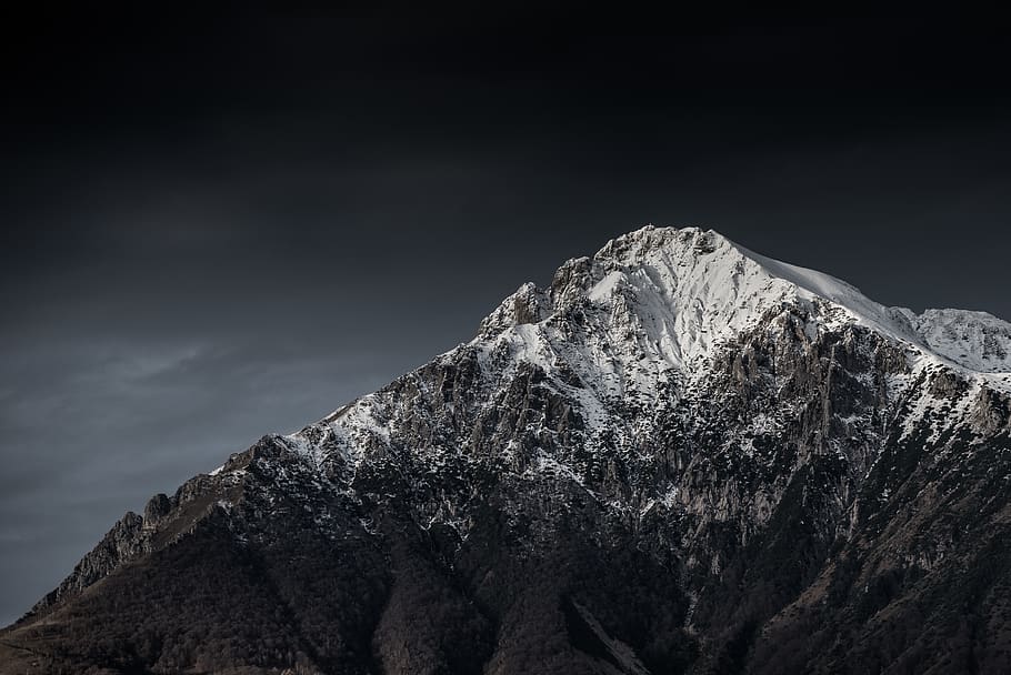 snow-covered mountain summit, sky, beauty in nature, mountain peak HD wallpaper