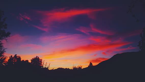 red, orange, yellow, sky, sunset, clouds, pic, like, follow HD wallpaper