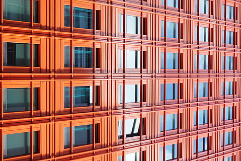 brown concrete building, office building, window, home decor HD wallpaper