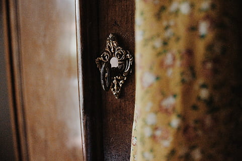 silver-colored door knocker, spain, vintage, wood, symbol, logo HD wallpaper