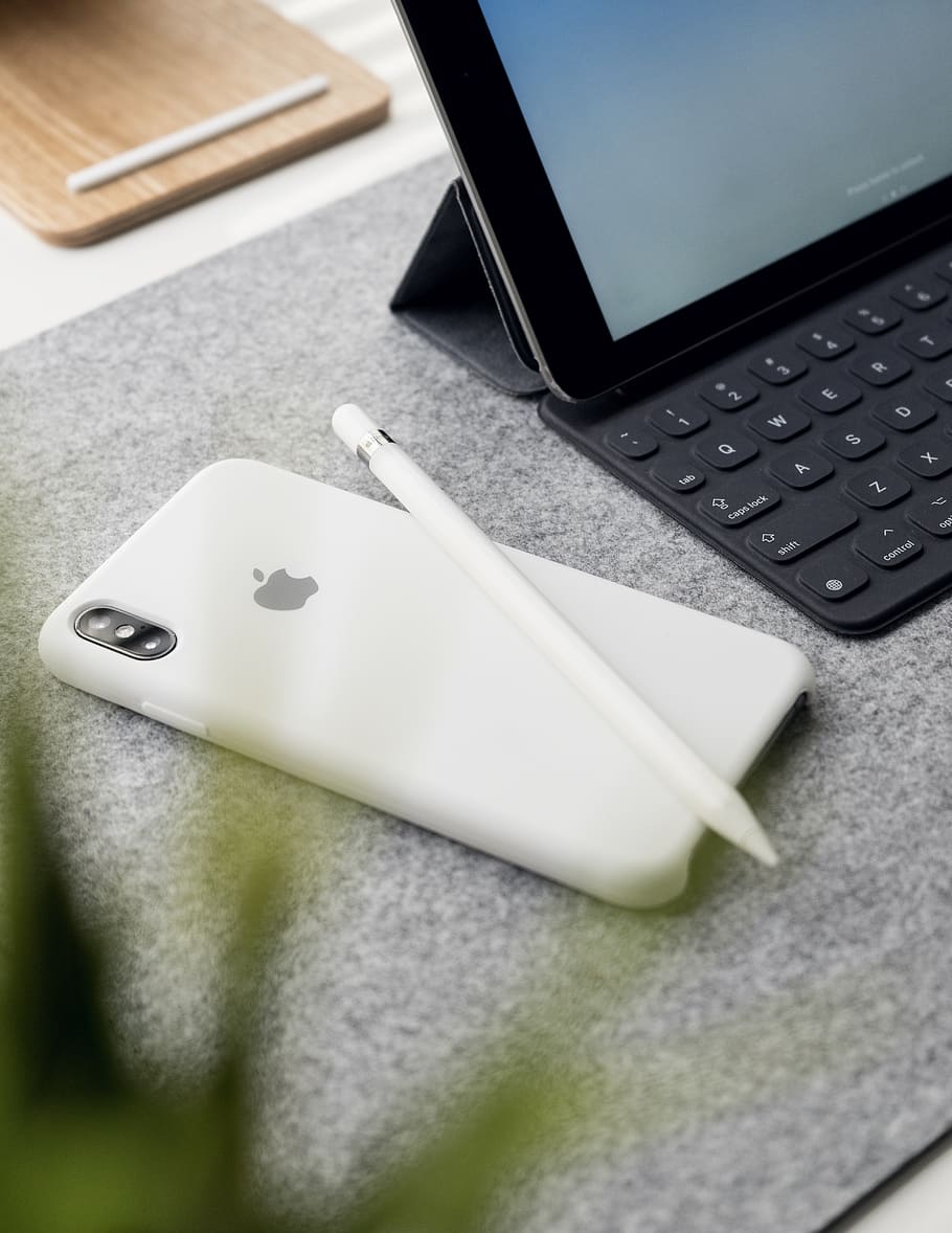white iPhone X, electronics, keyboard, hardware, computer, computer keyboard HD wallpaper