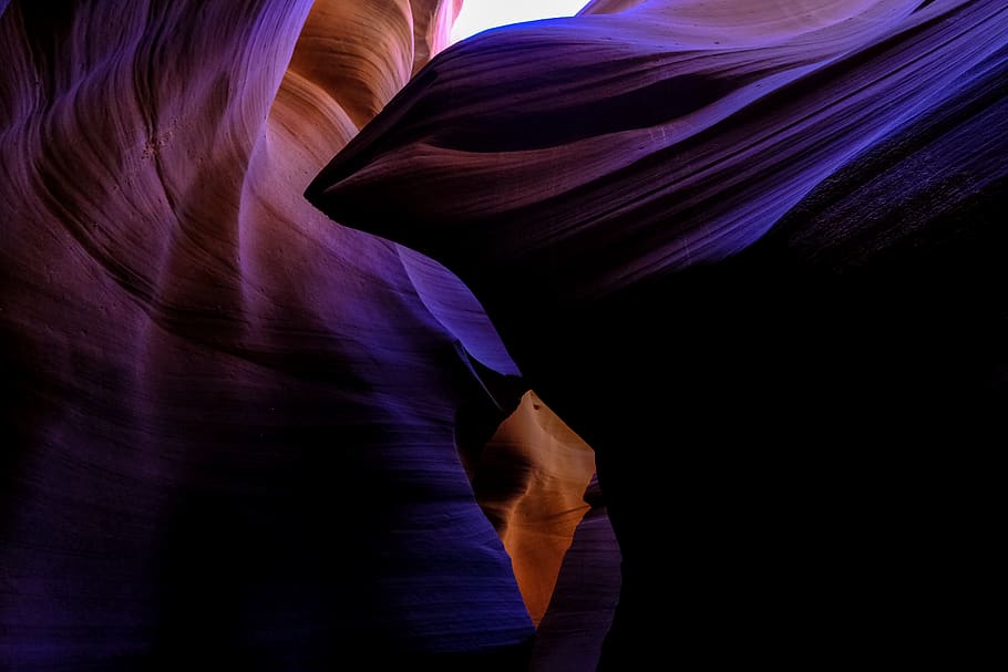 united states, page, lower antelope canyon, violet, shadows, HD wallpaper