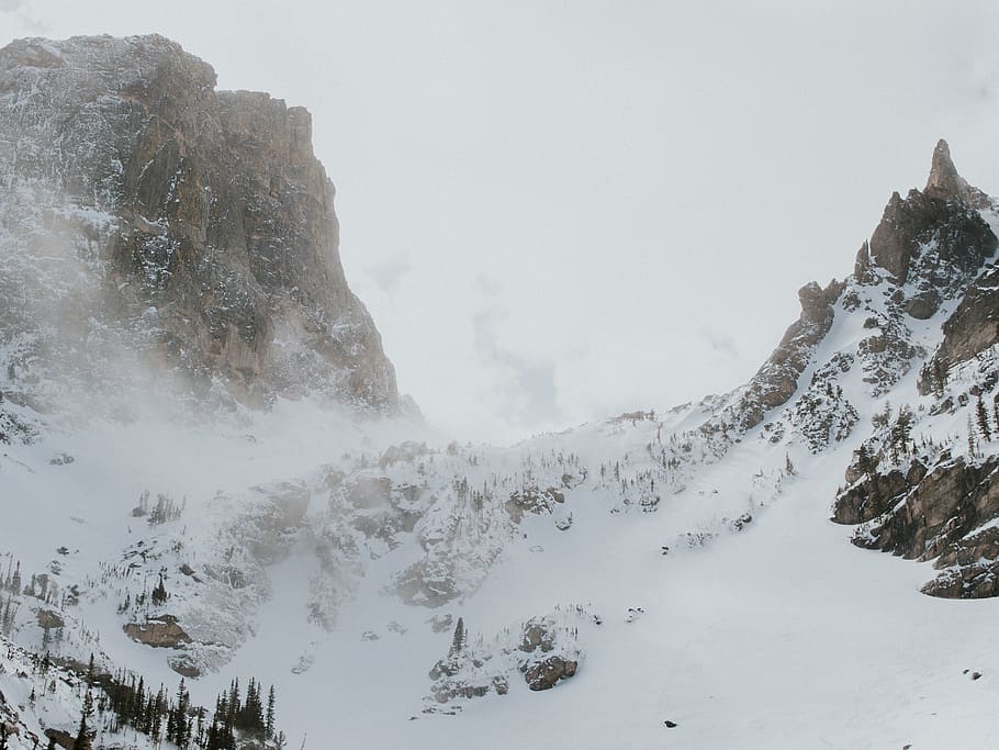 snowy mountains, nature, outdoors, grey, mountain range, ice HD wallpaper