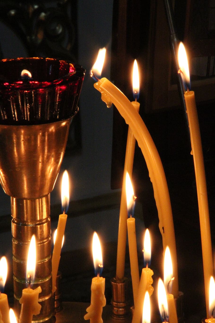 candlestick, burning candles, fire, illuminated, flame, heat - temperature HD wallpaper