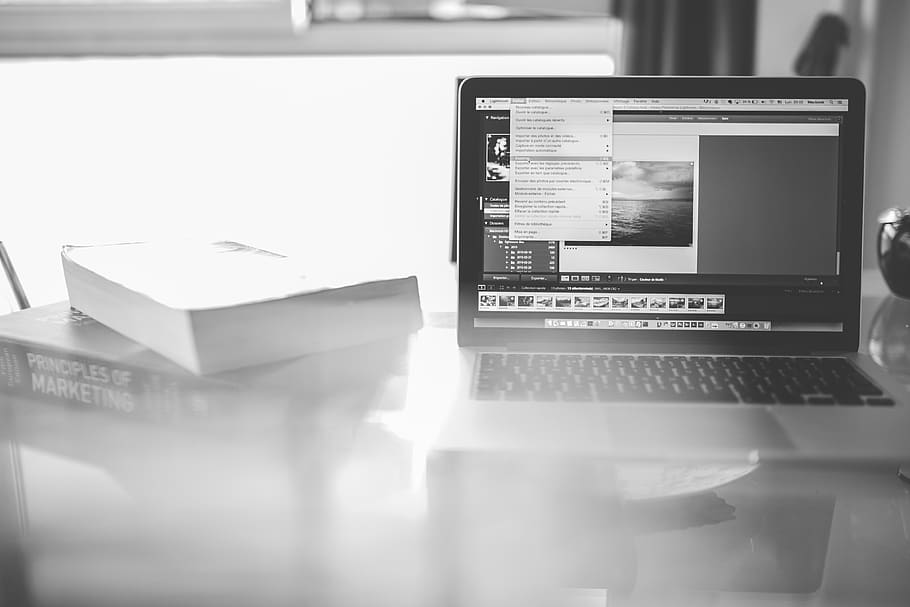 macbook, laptop, computer, creative, Lightroom, photo, books HD wallpaper