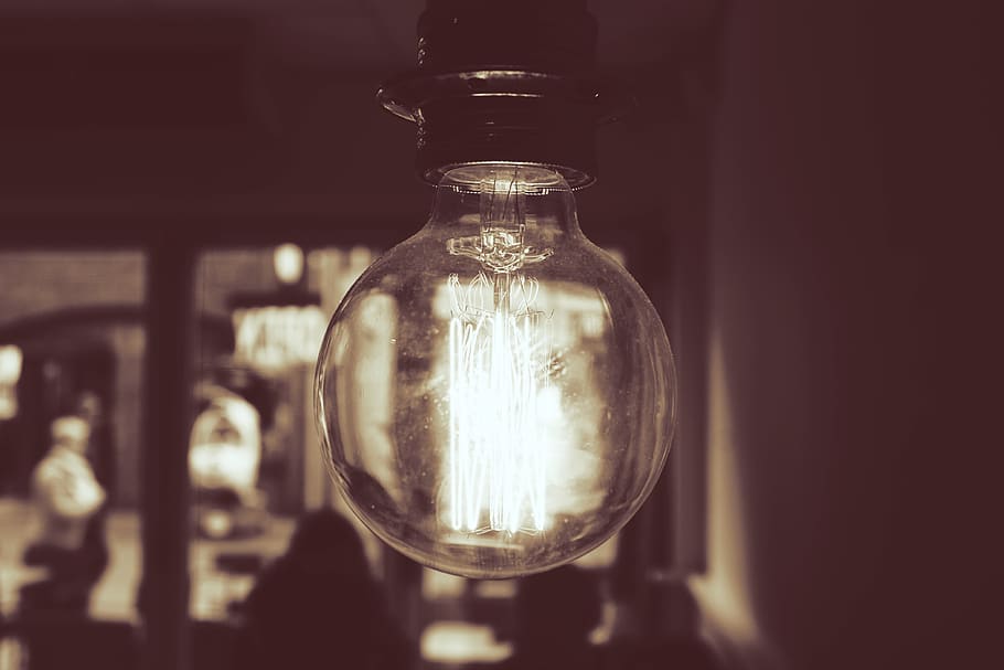 light, bulb, filaments, interior, people, sepia, glass - material HD wallpaper