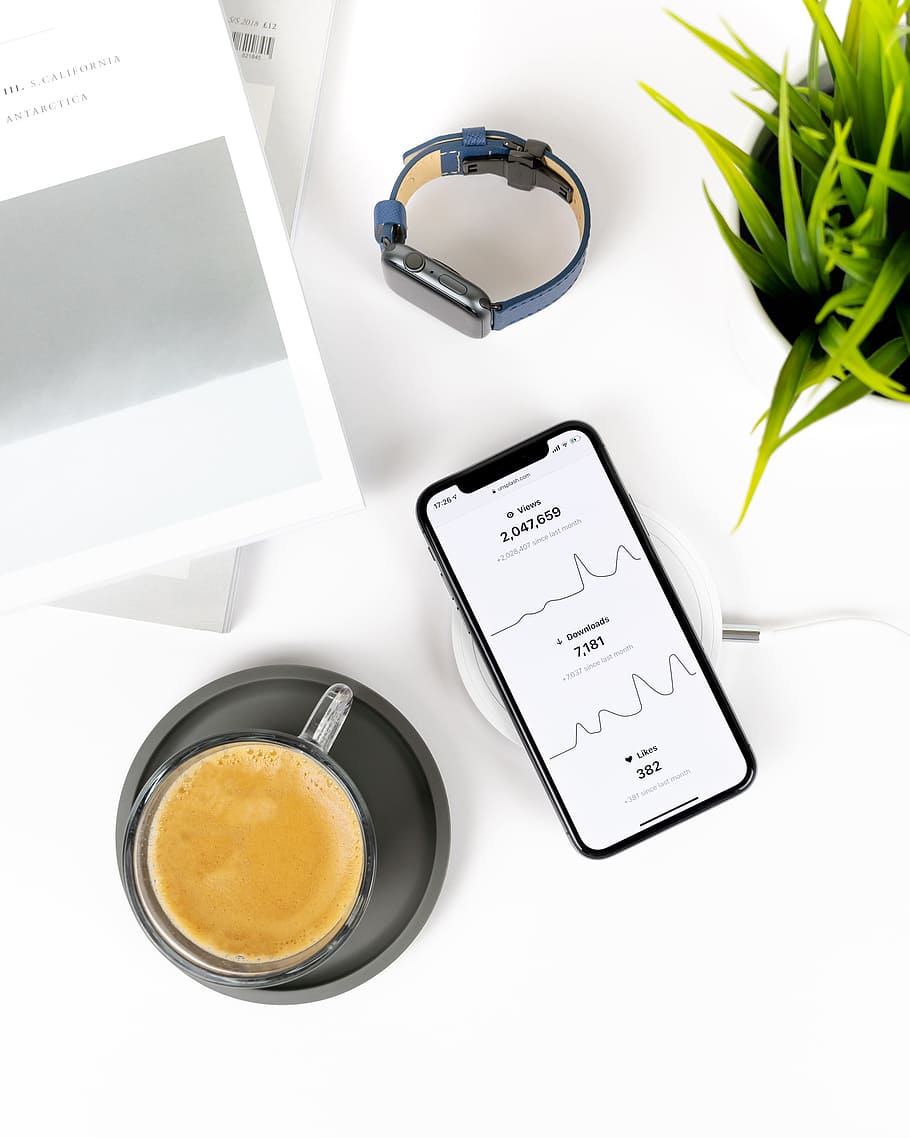 black ceramic mug, iphone x, work, watch, apple watch, business