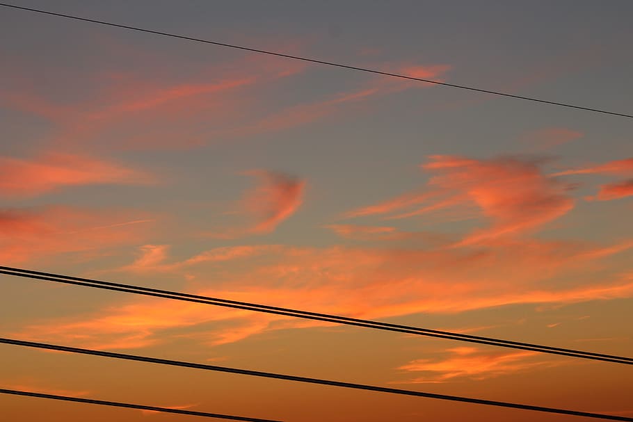 sun, sunset, summer, sunny, clouds, sky, skywire, skies, warm HD wallpaper