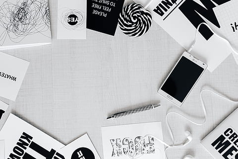 Top view of black and white typography sentences, desk, quotes HD wallpaper