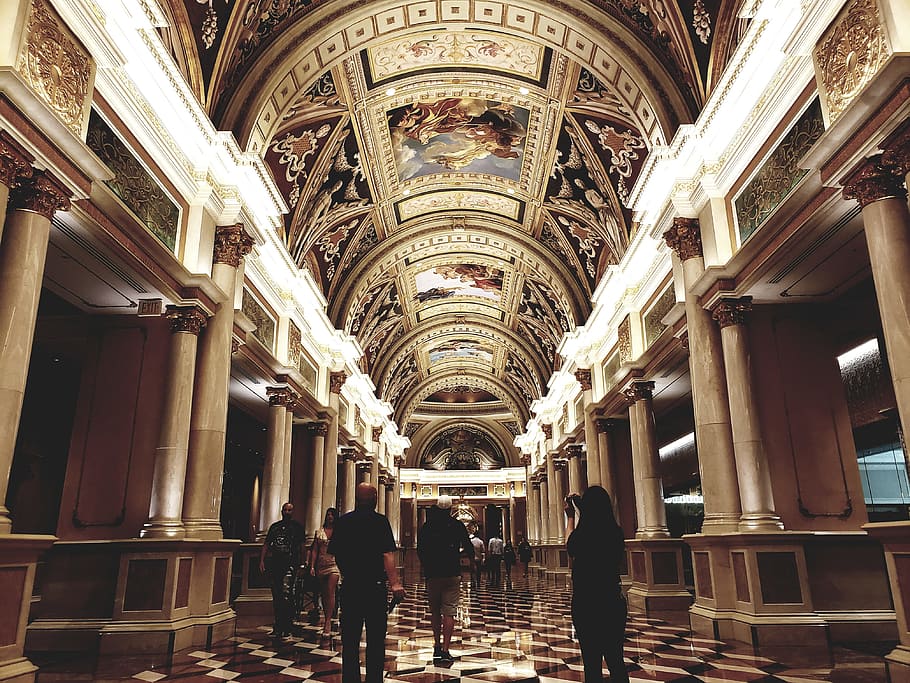 People Waling on Aisle, arch, architecture, art, building, ceiling HD wallpaper