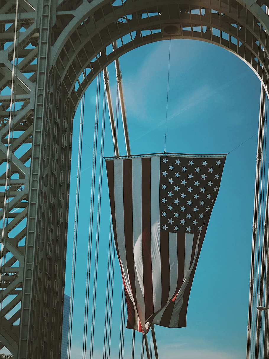 america, flag, built structure, architecture, blue, sky, no people HD wallpaper