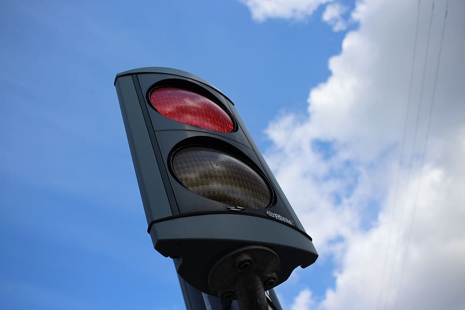 traffic lights, footbridge, pedestrian, security, road, red HD wallpaper