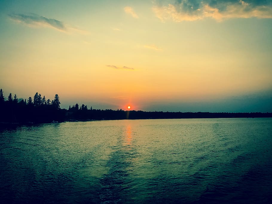 canada, gull lake, sky, sunset, water, beauty in nature, tranquility HD wallpaper