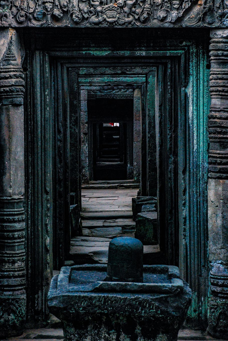 corridor, crypt, building, religion, asian, angkor wat, cambodia HD wallpaper