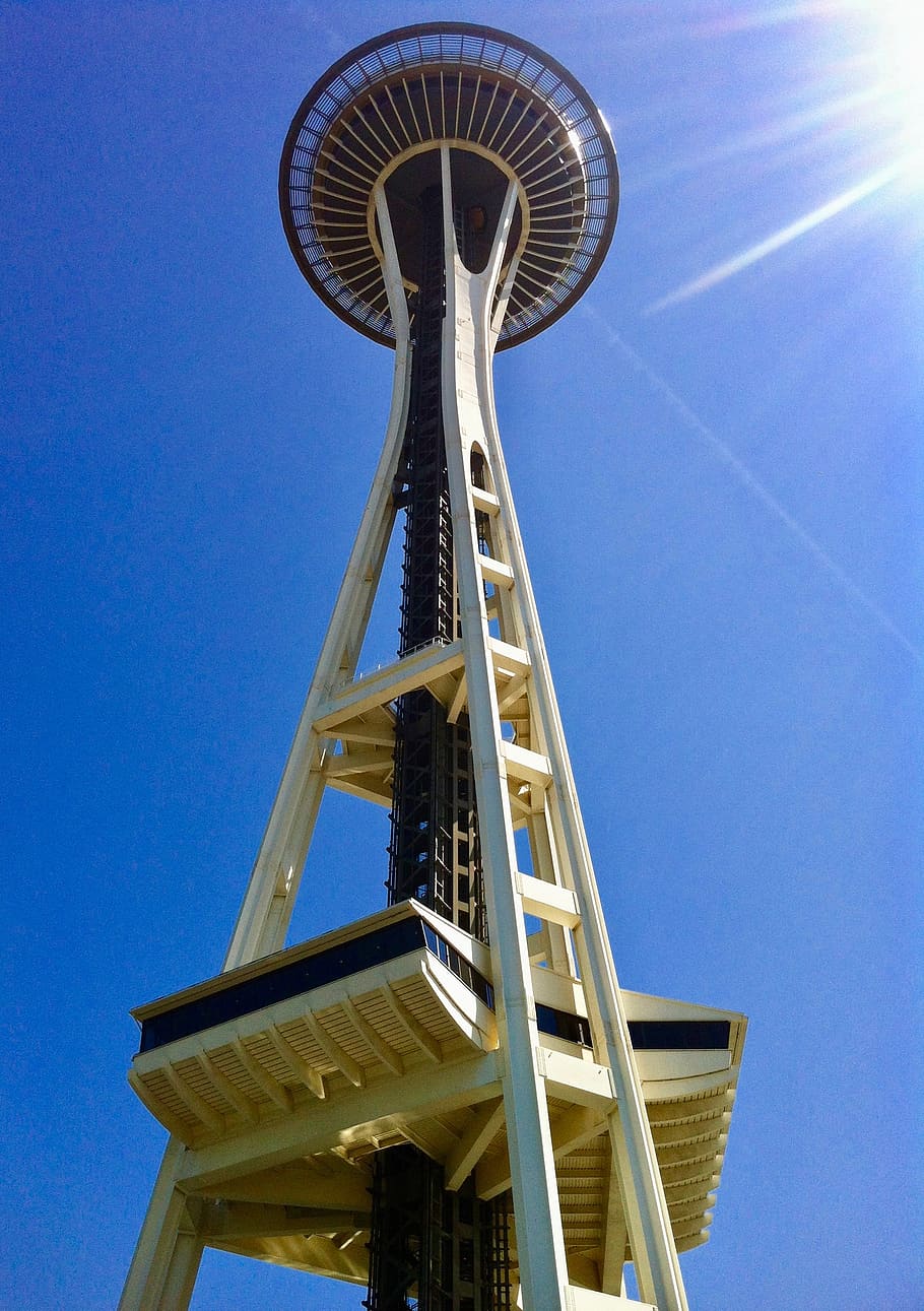 seattle, united states, space needle loop, low angle view, sky HD wallpaper