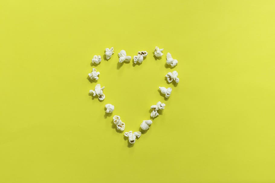 Popcorn Heart Decor, background, bright, color, design, disjunct HD wallpaper