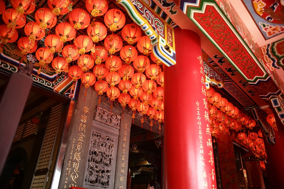 architecture, building, lamp, lantern, temple, human, person HD wallpaper