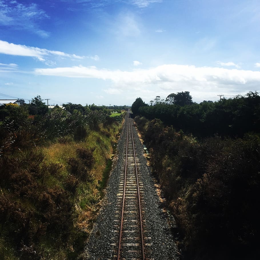 train, train tracks, railway, direction, the way forward, sky HD wallpaper